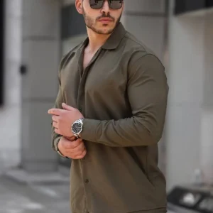 ست لباس مردانه کریستالی و راحتی (کتان) - ترکیب پیراهن و شلوار - 7957