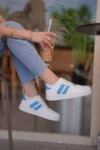 کفش ورزشی روزمره زنانه سفید و آبی - 8373