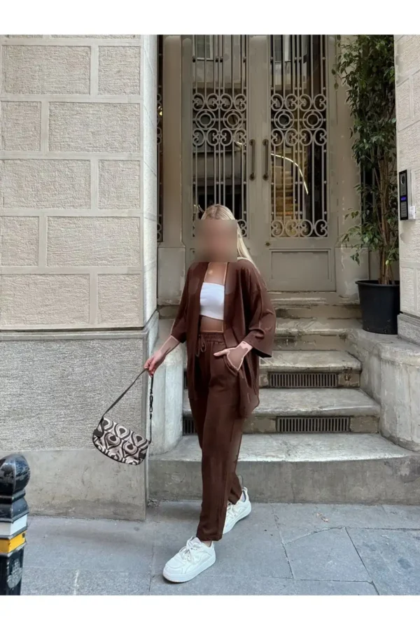 ست کیمونو زنانه با برش راحت بالا و پایین - 8172
