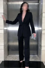 ست شلوار و blazer چسبیده با شلوار گشاد - 7525