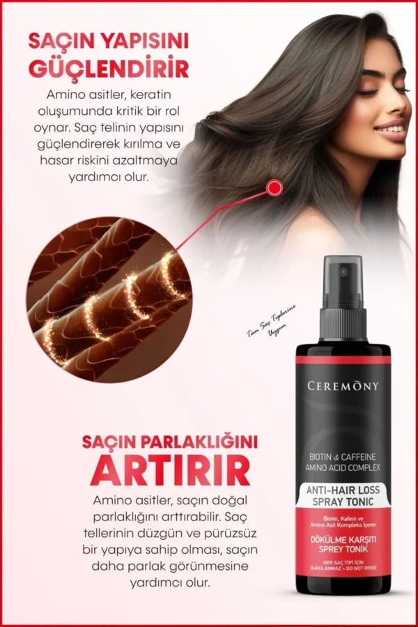 تونیک اسپری مو ضد ریزش حاوی بیوتین، کافئین و ترکیب آمینویی 250 میلی لیتر - 7698