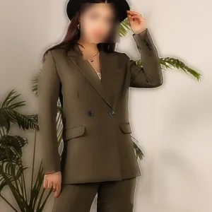 کت و شلوار اورسایز رنگ هکی - 7536