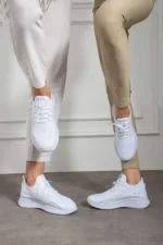 کفش ورزشی نازک سفید تریکو زنانه و مردانه با ویژگی ارتوپدی - 8249