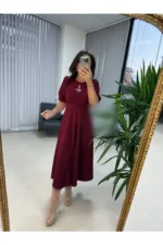 پیراهن bordo با گیره زیبا - 8130