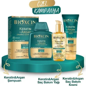 شامپوی ترمیم کننده کراتین و آرگان 300 میلی لیتر + روغن موی کراتین و آرگان + نرم کننده مو - 7706