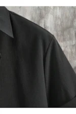 ست شورت و پیراهن کوتاه آستین‌دار مشکی مردانه - 7941