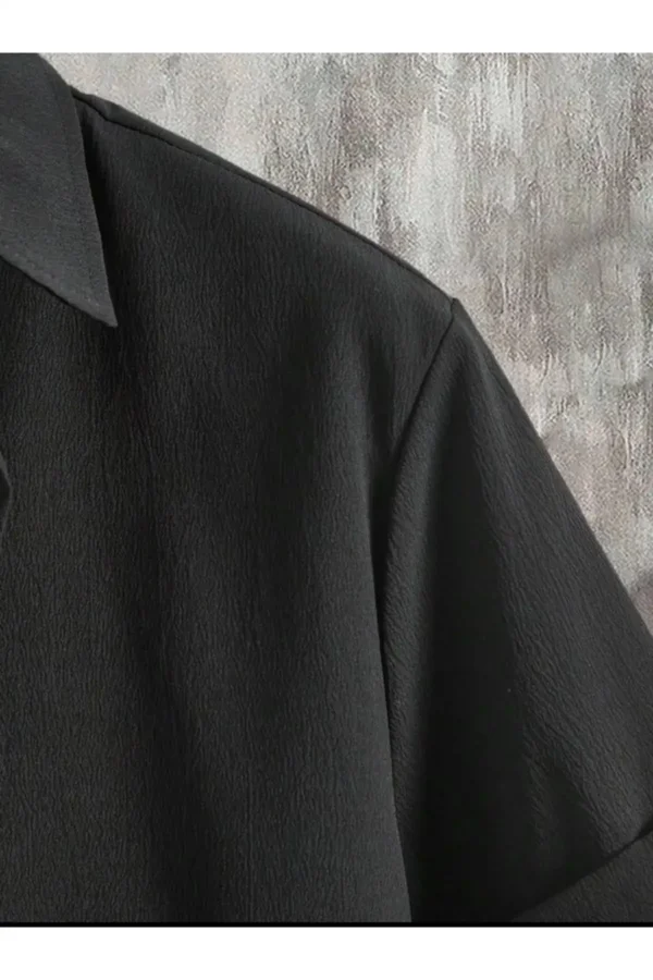 ست شورت و پیراهن کوتاه آستین‌دار مشکی مردانه - 7941