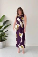 پیراهن موجی طراحی شده - بنفش - 8142