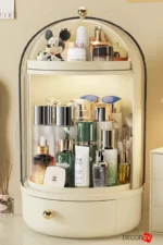 سازمان‌دهنده آرایش با کشو، لوکس، شفاف و بسته به رنگ سفید - 9161