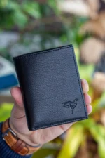 کیف پول مردانه چرم طبیعی مشکی با پنجره سکه مدل Jcksn101 - 8475