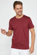 پک سه‌تایی تیشرت مشکی-سفید-بوردو رنگ با برش slim fit و یقه گرد از 0 پنبه - 8565