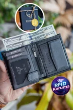 کیف پول مردانه چرم طبیعی مشکی با پنجره سکه مدل Jcksn101 - 8475