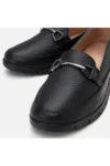 loafer زنانه مشکی با بند چرمی طبیعی - 9323