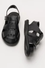 کفش تابستانی سبک و روزمره مردانه از چرم طبیعی – مشکی - 9729