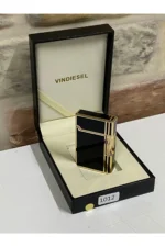 فندک شخصی مدل گلدار با خطوط عمودی مشکی و زرد - 9586
