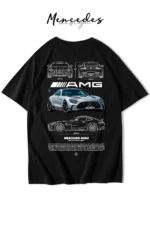 تی‌شرت مشکی سری GTR AMG مرسدس بنز مدل اوور سایز برای همه سنین - 8569