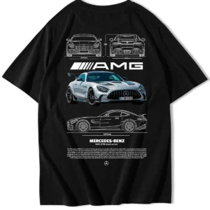 تی‌شرت مشکی سری GTR AMG مرسدس بنز مدل اوور سایز برای همه سنین - 8569