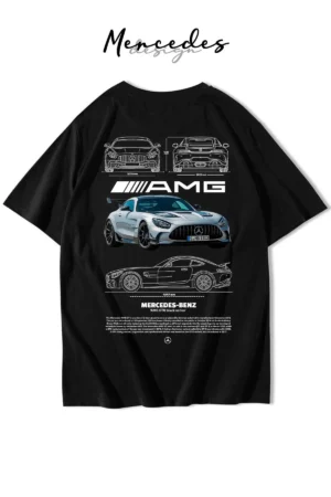 تی‌شرت مشکی سری GTR AMG مرسدس بنز مدل اوور سایز برای همه سنین - 8569