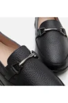 loafer زنانه مشکی با بند چرمی طبیعی - 9323