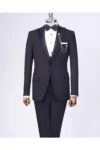 ست دامادی شامل جلیقه، کت و شلوار با طرح ایتالیایی و برش slim fit به رنگ مشکی T11776 - 9390