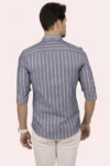 پیراهن مردانه اسلیم فیت خط دار خاکستری و سفید - 8852