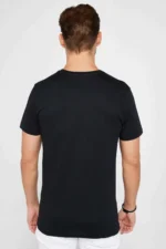 تیشرت دوخت باریک بدون جنسیت با یقه گرد مشکی از 100% پنبه با بافت نرم - 8548