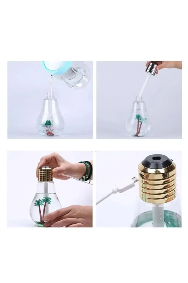 عطر اتاقی لامپ رنگی، مرطوب‌کننده هوا با نور LED، دستگاه بخار ساز اتاق، ابزار مرطوب‌کننده اتاق - 8421