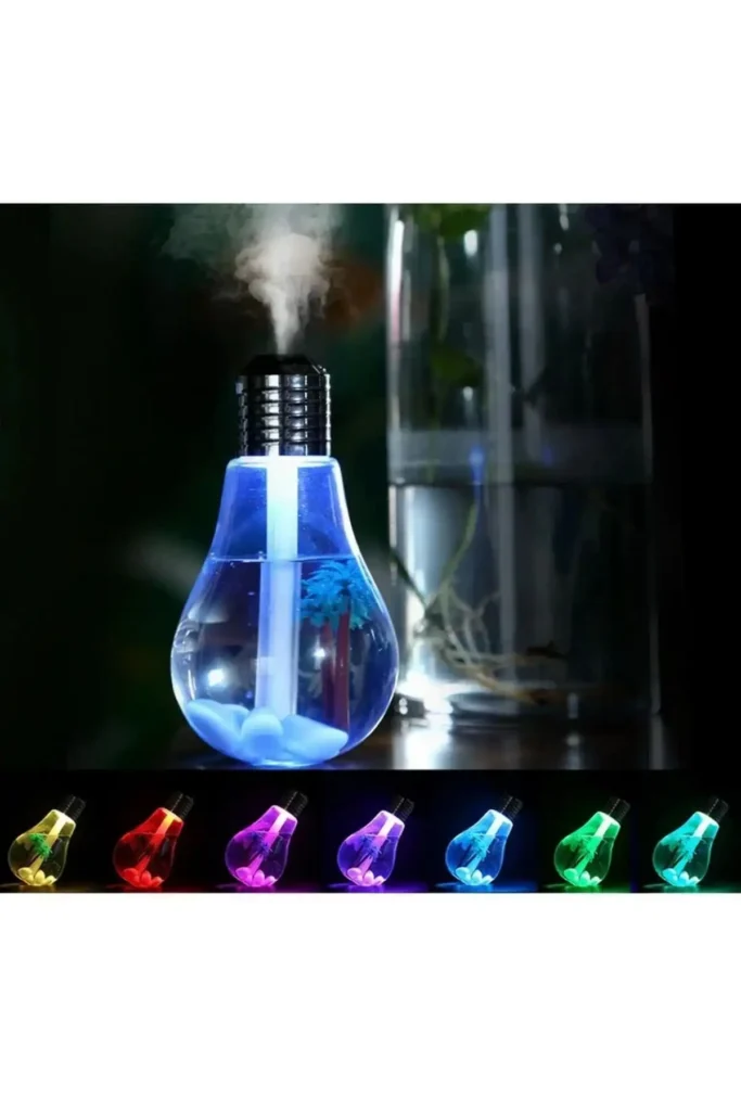 عطر اتاقی لامپ رنگی، مرطوب‌کننده هوا با نور LED، دستگاه بخار ساز اتاق، ابزار مرطوب‌کننده اتاق - 8421