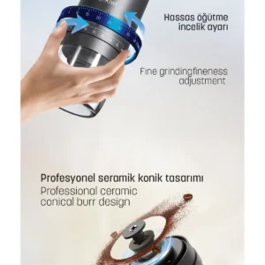 آسیاب قهوه شارژی با تنظیم ضخامت و نازکی مدل Kspg-4822 - 9251