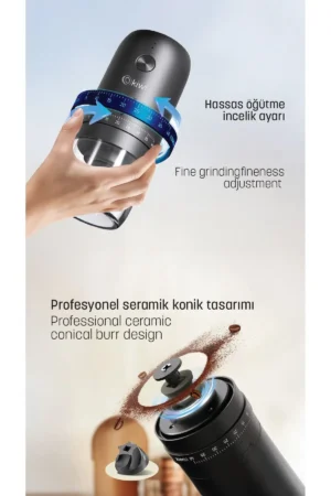 آسیاب قهوه شارژی با تنظیم ضخامت و نازکی مدل Kspg-4822 - 9251