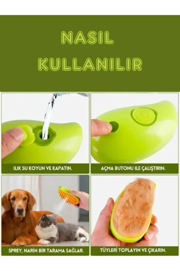 مسواک شستشوی گربه و سگ با بخار، نرمی سیلیکونی - 8652