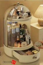 سازمان‌دهنده آرایش با کشو، لوکس، شفاف و بسته به رنگ سفید - 9161