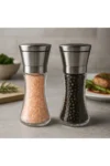 آسیاب نمک و فلفل با بدنه فلزی ضد زنگ و درب، 19 سانتی‌متر، بسته دو عددی - 9536