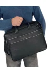 کیف چرم اصل، کیف لپ‌تاپ، کیف کامپیوتر، کیف مدارک مشکی - 9709
