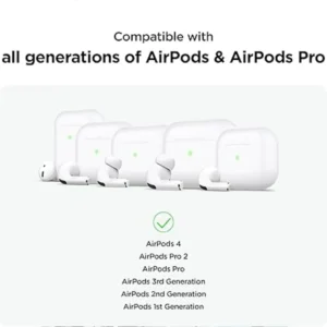 نگهدارنده سیلیکونی برای هدفون‌های AirPods نسل 1, 2, 3, 4 و Pro و Pro 2، مناسب برای جلوگیری از افتادن هدفون. - 9362