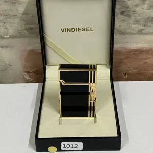 فندک شخصی مدل گلدار با خطوط عمودی مشکی و زرد - 9586