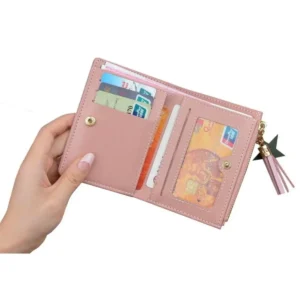 کیف کارت زنانه چرمی صورتی - 9522