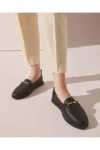 loafer زنانه مشکی با بند چرمی طبیعی - 9323
