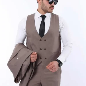 کت و شلوار با یقه صاف مردانه - 9394