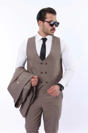 کت و شلوار با یقه صاف مردانه - 9394