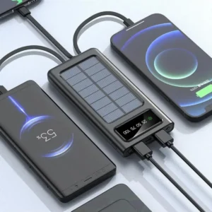 پاوربانک خورشیدی 10.000 میلی آمپر ساعت با چراغ LED و دو خروجی USB - Micro Type C - 9670