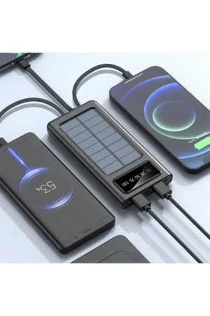 پاوربانک خورشیدی 10.000 میلی آمپر ساعت با چراغ LED و دو خروجی USB - Micro Type C - 9670