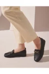 loafer زنانه مشکی با بند چرمی طبیعی - 9323