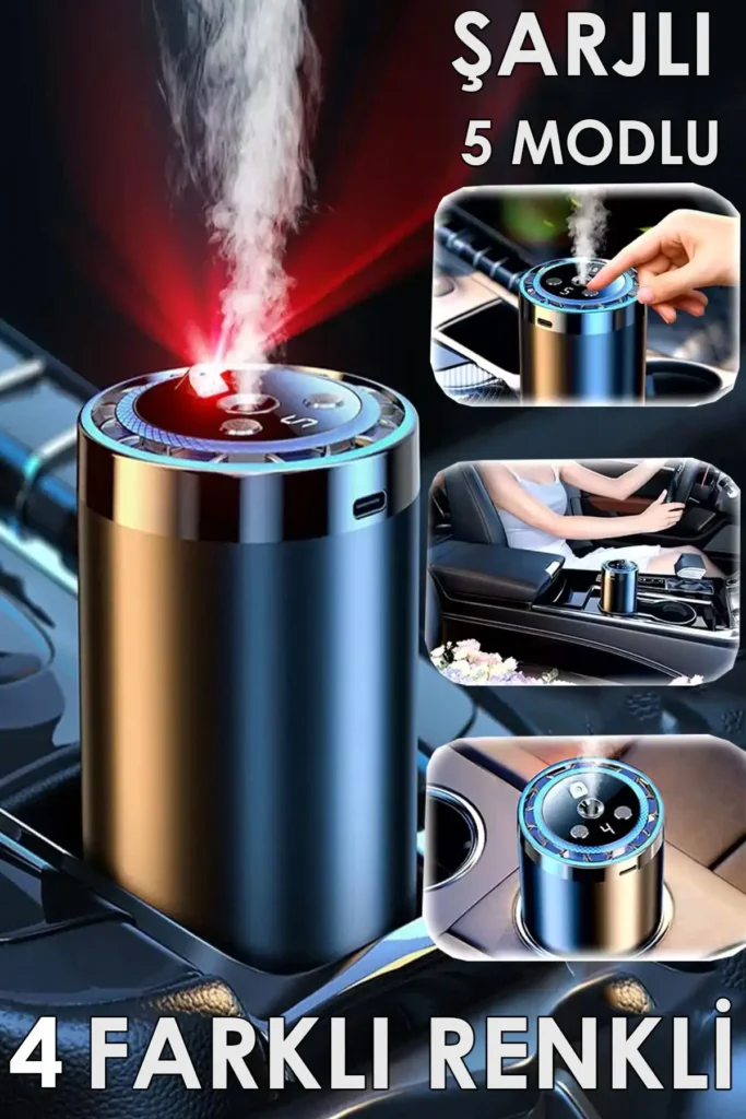 دستگاه بخار مرطوب‌کننده هوا ۴۰ میلی‌لیتر با عطر ستاره‌ای و دستگاه مرطوب‌کننده خودرو با ۴ LED رنگی مدل CV3MAX - 8422