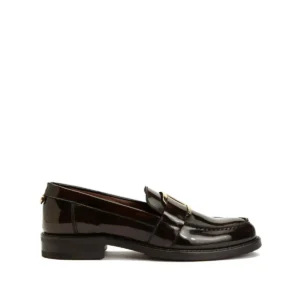 آیکون‌ها کفش loafer زنانه قهوه‌ای رنگ با نوک گرد و زیره لاستیکی از ۱۰۰% چرم - 9321