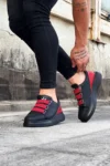 کفش مردانه اسپرت با زیره ضخیم کمرنگ قرمز بند لجند - 9132