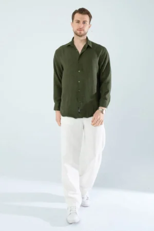 پیراهن کتان مردانه با برش آزاد و راحت از جنس پنبه (محصول دارای برش وسیع است) - 8842