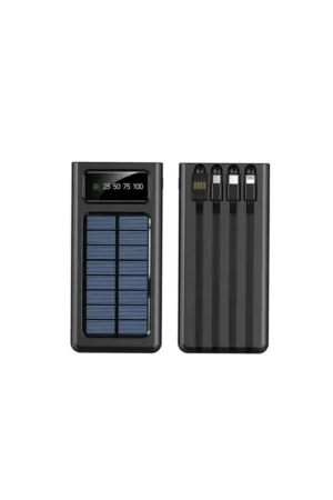 پاوربانک خورشیدی 10.000 میلی آمپر ساعت با چراغ LED و دو خروجی USB - Micro Type C - 9670