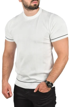تی شرت پنبه‌ای سفید مردانه با برش تنگ و یقه گرد، نازک و تنفس‌پذیر 2504347 - 8820