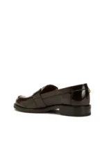 آیکونها کفش loafer زنانه قهوهای رنگ با نوک گرد و زیره لاستیکی از ۱۰۰% چرم - 9321